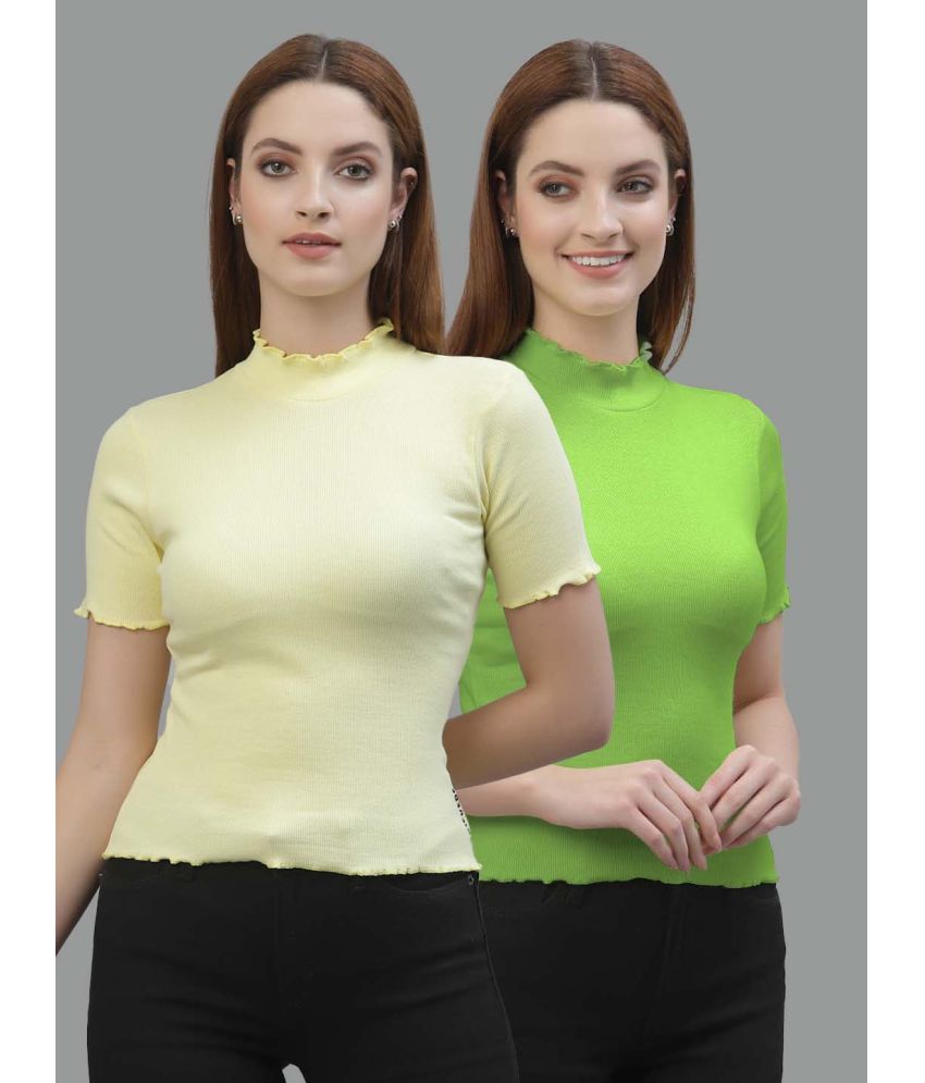     			Friskers Green Cotton Women's Regular Top ( Pack of 2 )