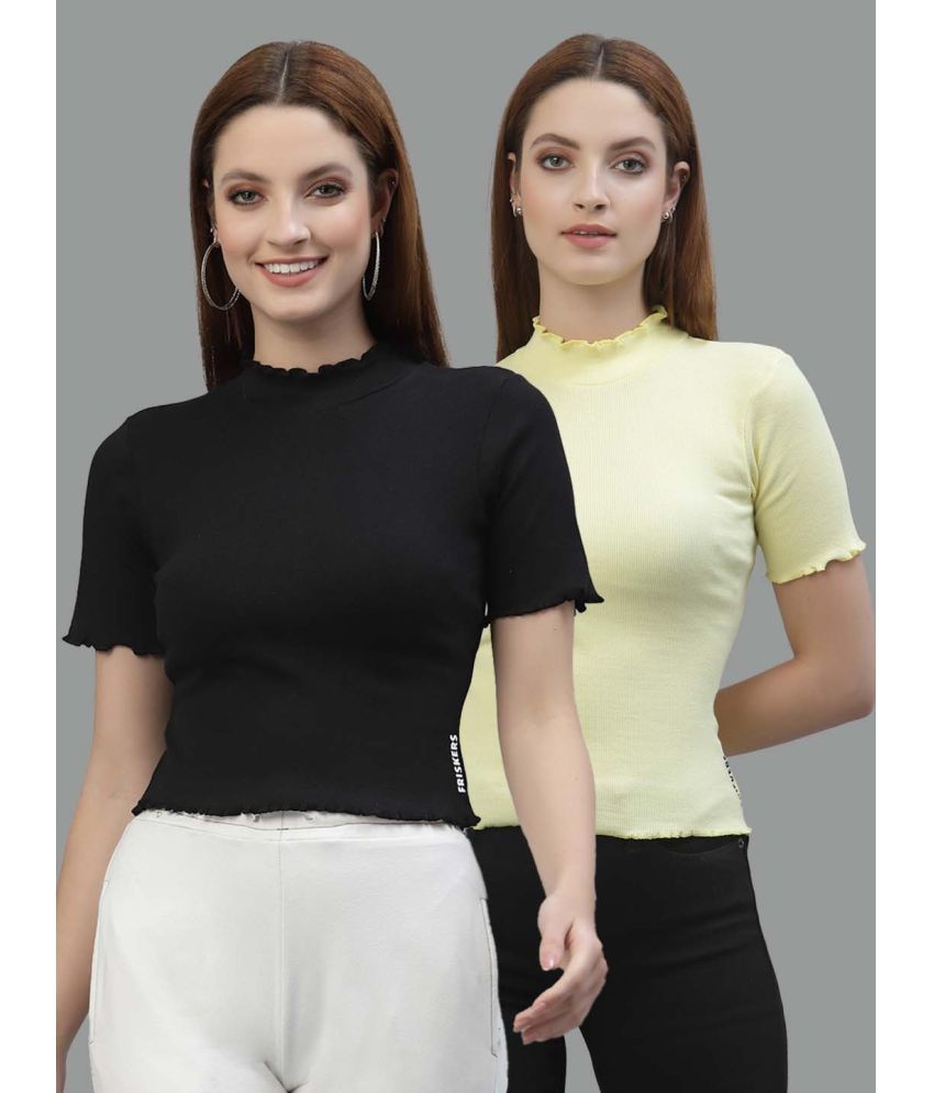     			Friskers Yellow Cotton Women's Regular Top ( Pack of 2 )