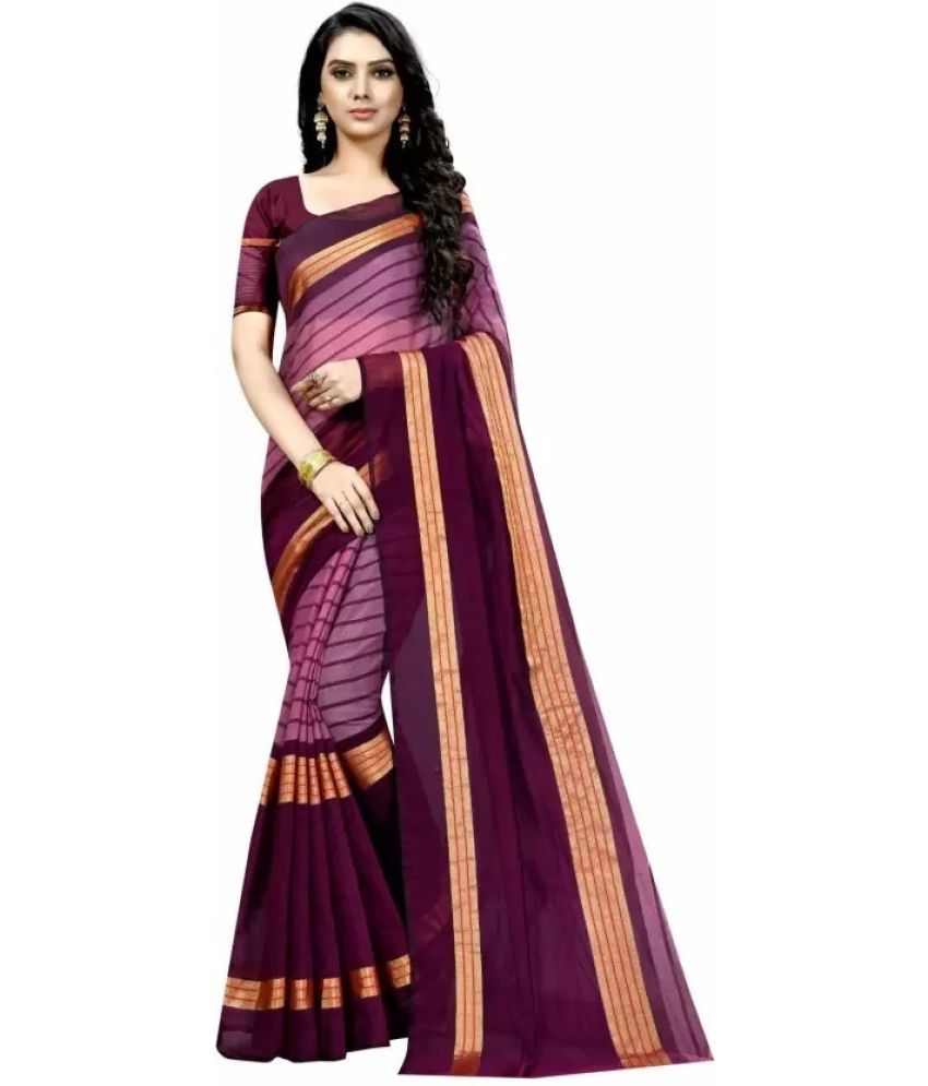     			Saadhvi Cotton Silk Applique Saree Without Blouse Piece - Purple ( Pack of 3 )