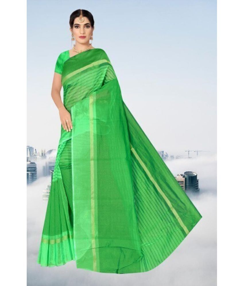     			Saadhvi Cotton Silk Applique Saree Without Blouse Piece - Light Green ( Pack of 1 )