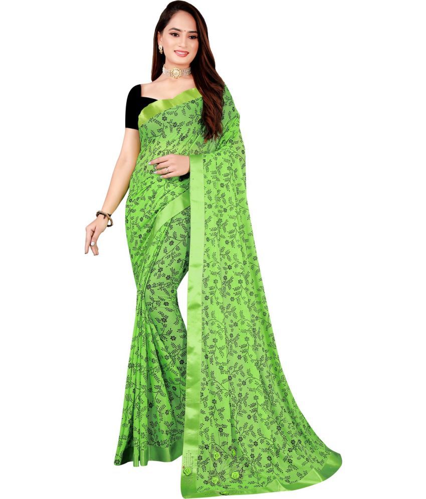     			Saadhvi Cotton Silk Applique Saree Without Blouse Piece - Green ( Pack of 2 )
