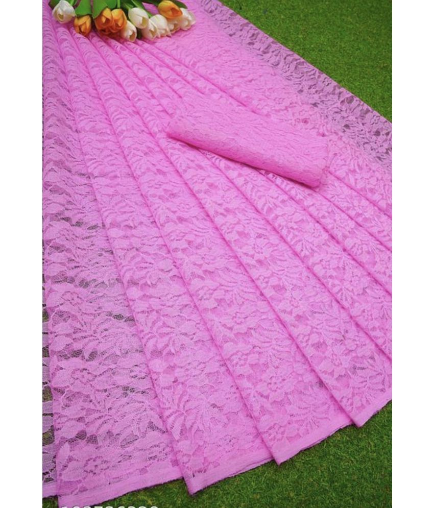     			Saadhvi Cotton Silk Applique Saree Without Blouse Piece - Pink ( Pack of 1 )