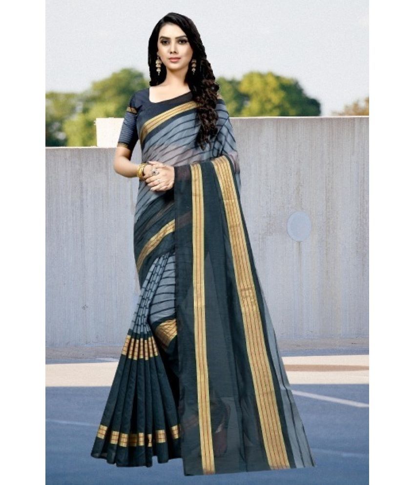     			Saadhvi Cotton Silk Applique Saree Without Blouse Piece - Grey ( Pack of 1 )