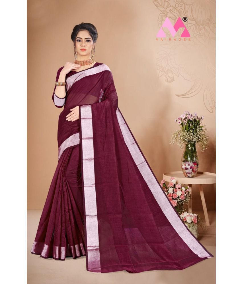     			Saadhvi Cotton Silk Solid Saree Without Blouse Piece - Magenta ( Pack of 1 )