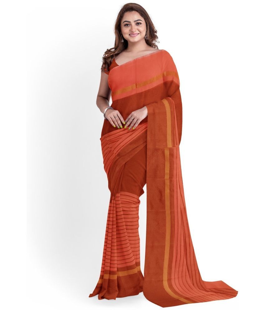     			Saadhvi Cotton Silk Solid Saree Without Blouse Piece - Brown ( Pack of 1 )