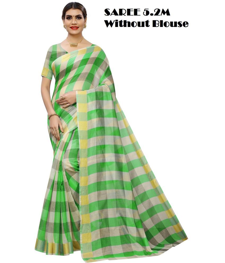     			Saadhvi Cotton Silk Solid Saree With Blouse Piece - Green ( Pack of 1 )