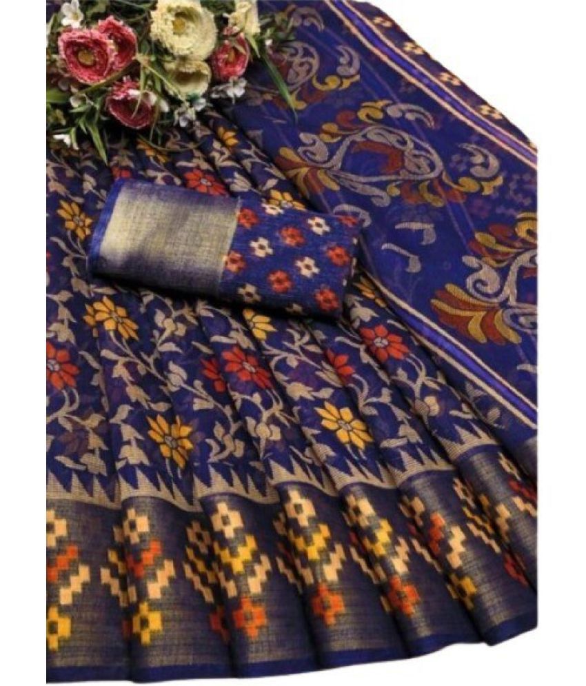     			Saadhvi Cotton Silk Solid Saree Without Blouse Piece - Blue ( Pack of 2 )
