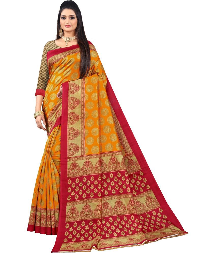     			Saadhvi Cotton Silk Solid Saree Without Blouse Piece - Yellow ( Pack of 1 )