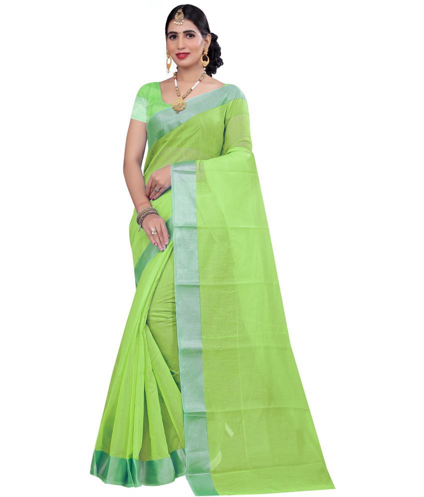     			Saadhvi Cotton Silk Solid Saree Without Blouse Piece - Mint Green ( Pack of 1 )