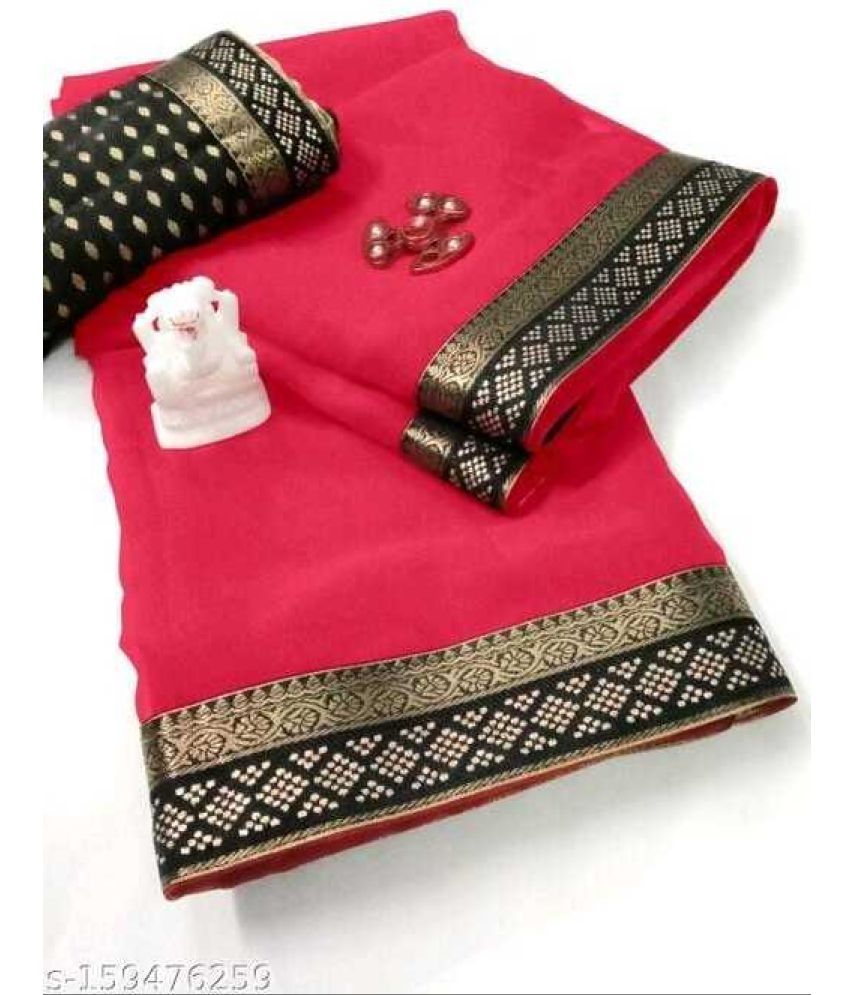     			Saadhvi Cotton Silk Solid Saree Without Blouse Piece - Red ( Pack of 1 )