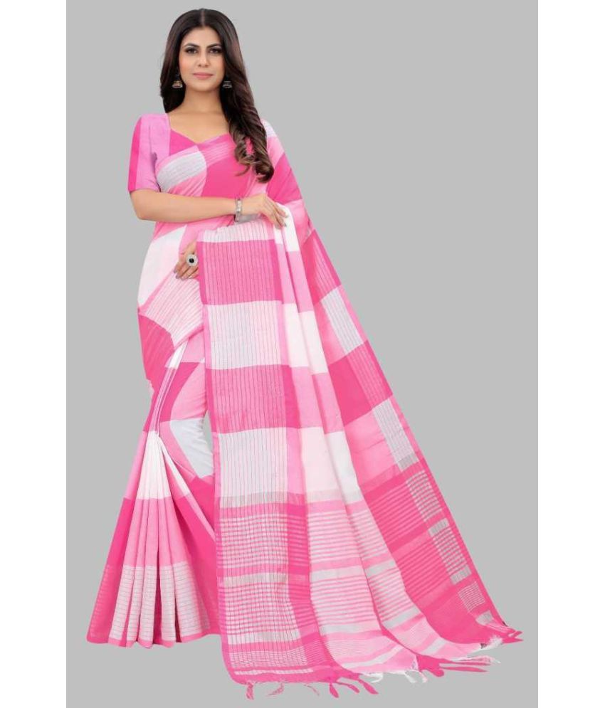     			Saadhvi Net Cut Outs Saree With Blouse Piece - Pink ( Pack of 1 )