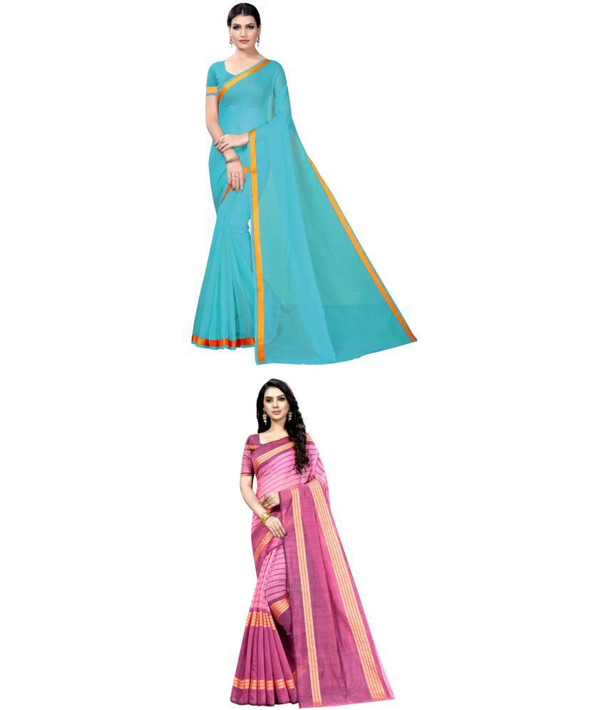     			Saadhvi Net Cut Outs Saree With Blouse Piece - Blue ( Pack of 1 )