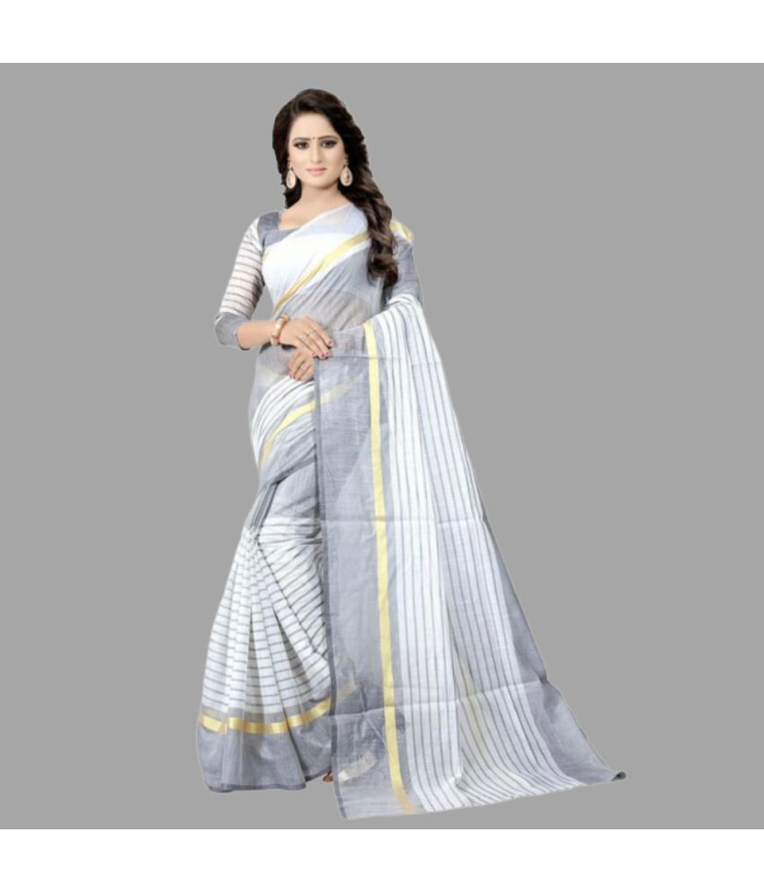     			Saadhvi Net Cut Outs Saree With Blouse Piece - SILVER ( Pack of 1 )
