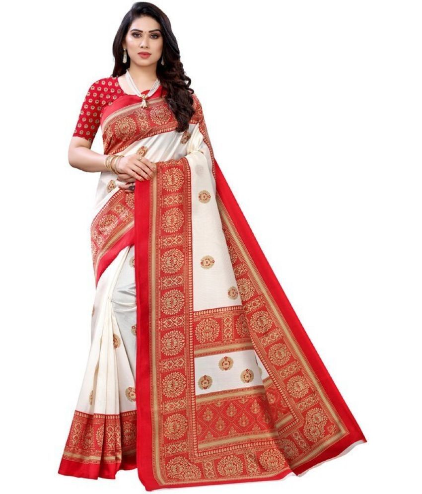     			Saadhvi Net Cut Outs Saree With Blouse Piece - Red ( Pack of 1 )