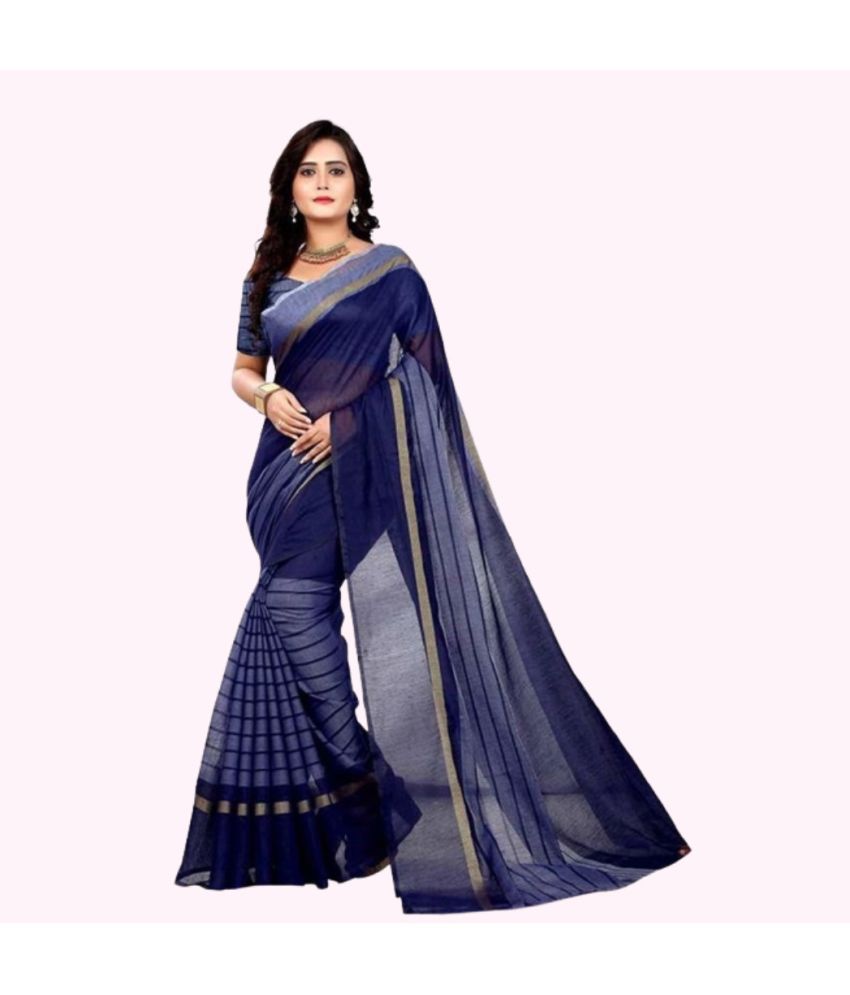     			Saadhvi Net Cut Outs Saree With Blouse Piece - BLUE ( Pack of 1 )