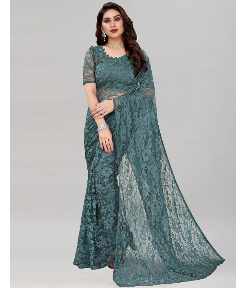     			Saadhvi Net Cut Outs Saree With Blouse Piece - Grey ( Pack of 1 )