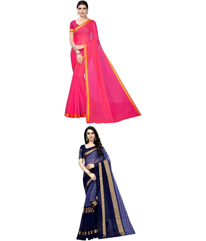     			Saadhvi Net Cut Outs Saree With Blouse Piece - Blue ( Pack of 1 )