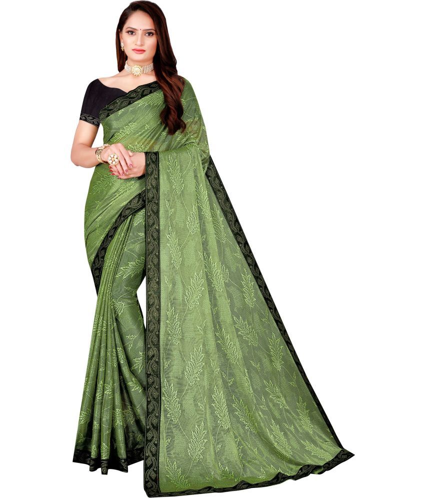     			Saadhvi Net Cut Outs Saree With Blouse Piece - Green ( Pack of 1 )