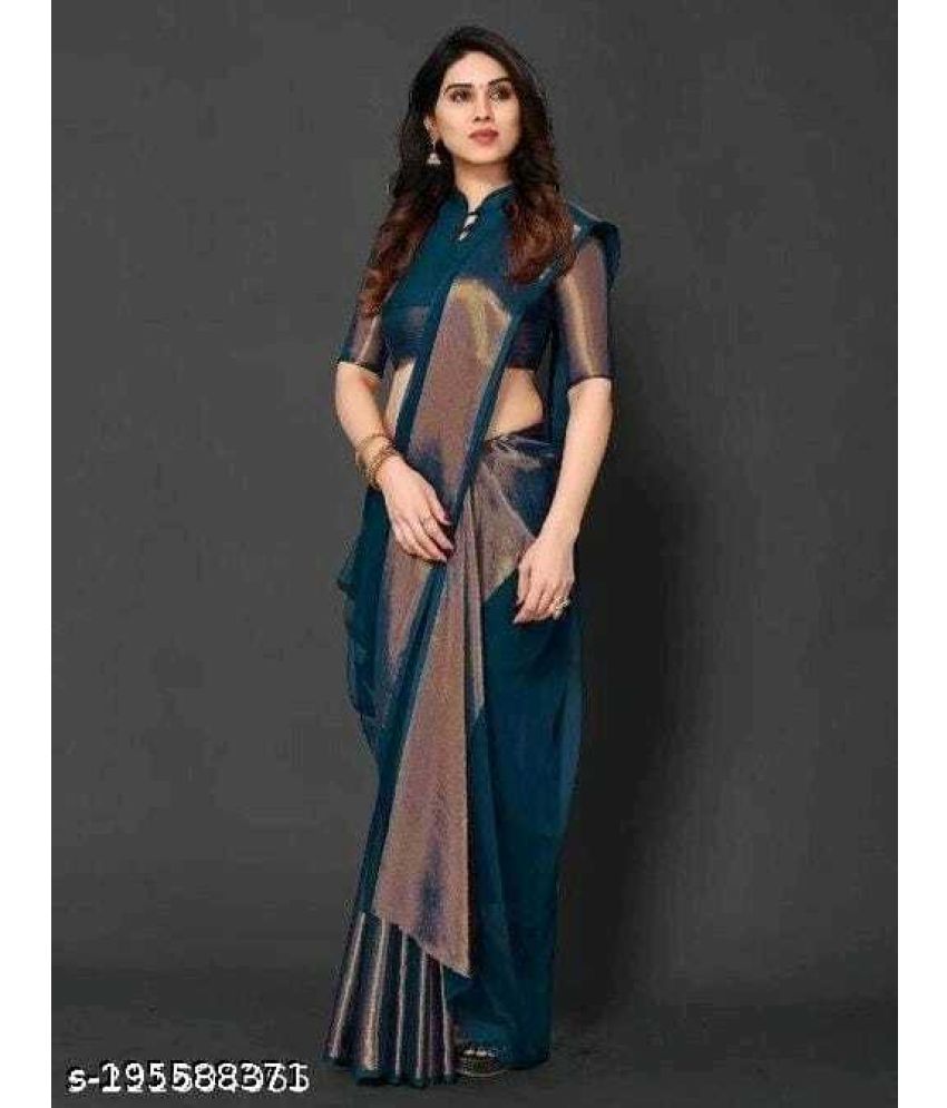     			Saadhvi Net Cut Outs Saree With Blouse Piece - Silver ( Pack of 1 )