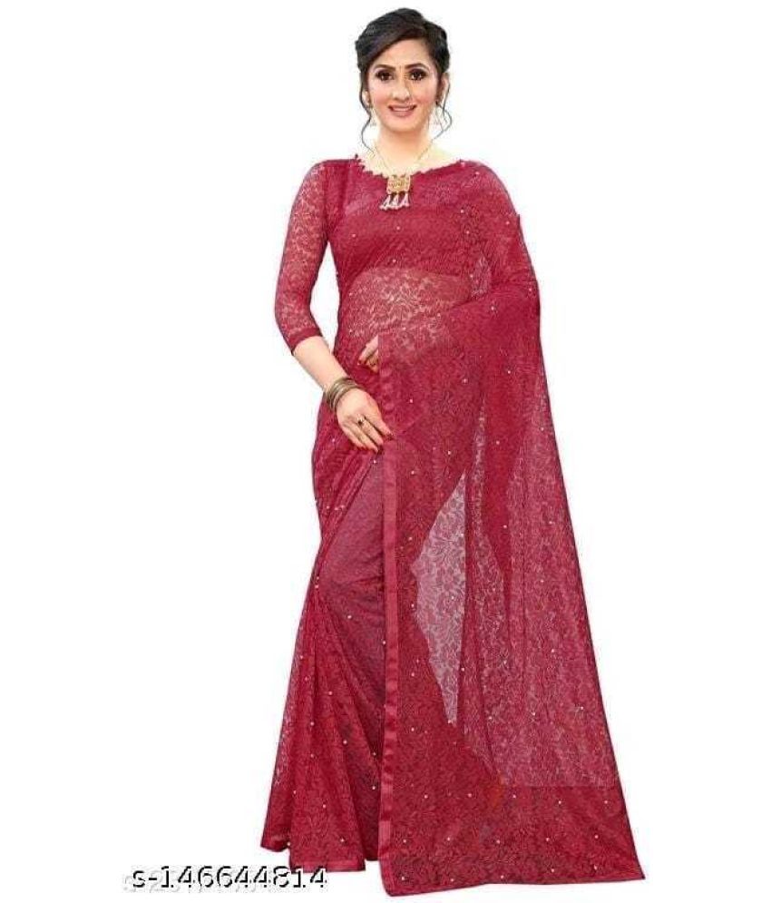     			Saadhvi Net Cut Outs Saree With Blouse Piece - Brown ( Pack of 1 )