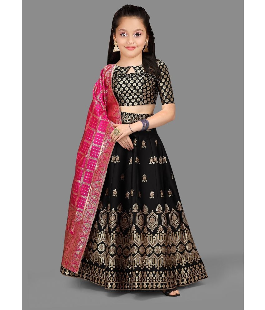     			Trijal Fab Black Jacquard Girls Lehenga Choli Set ( Pack of 1 )