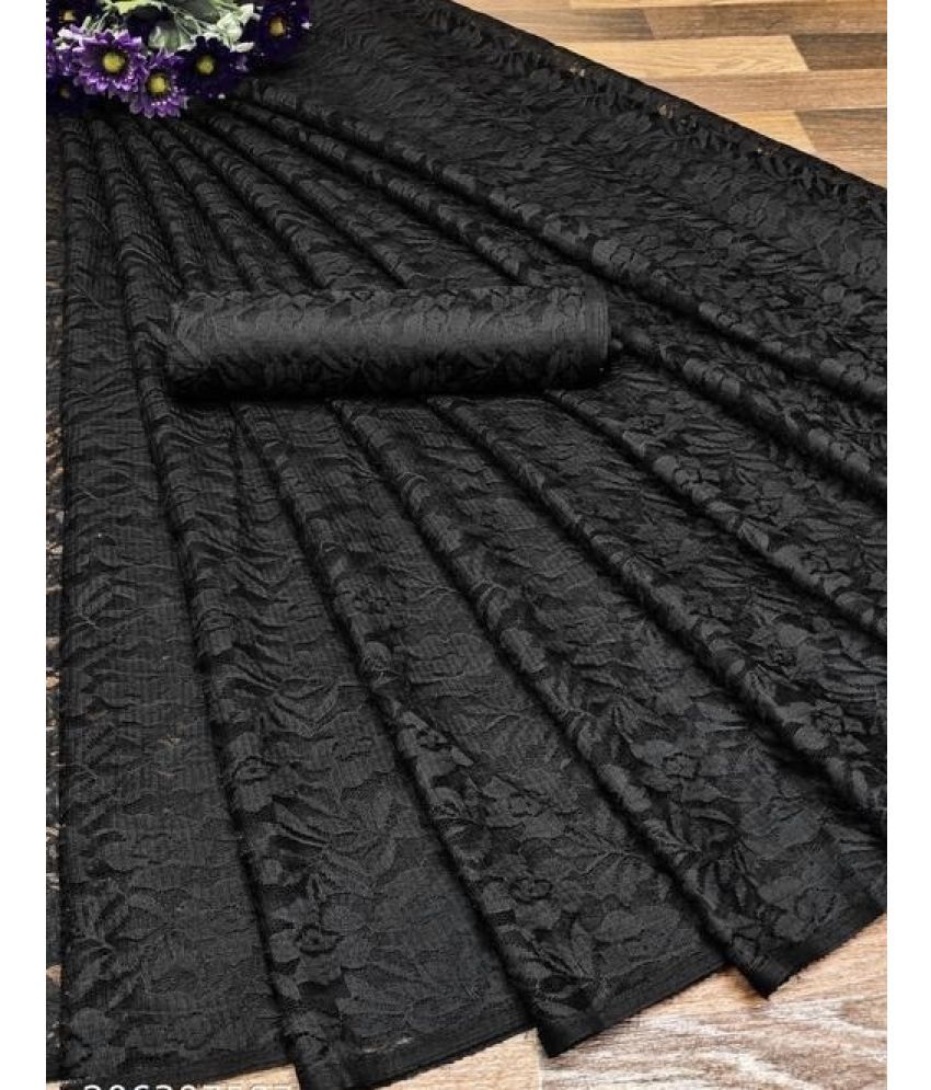     			Vkaran Cotton Silk Applique Saree Without Blouse Piece - BLACK ( Pack of 2 )