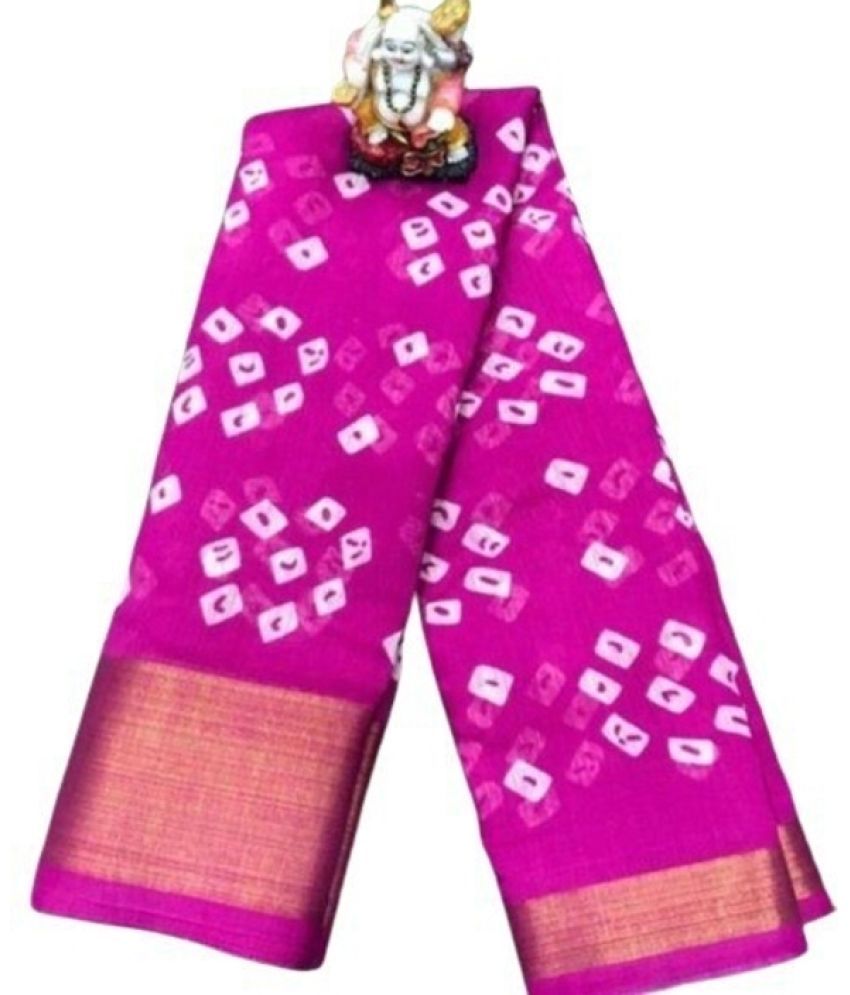     			Vkaran Net Cut Outs Saree With Blouse Piece - Pink ( Pack of 1 )