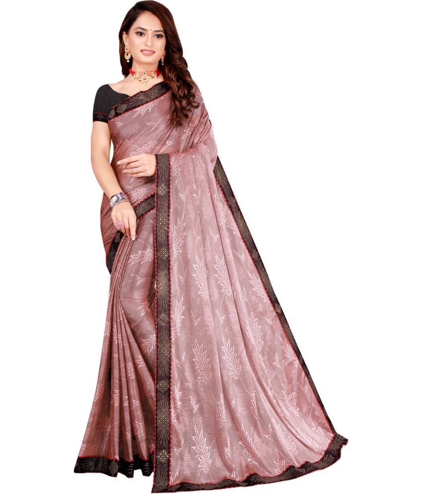     			Vkaran Net Cut Outs Saree With Blouse Piece - Pink ( Pack of 1 )