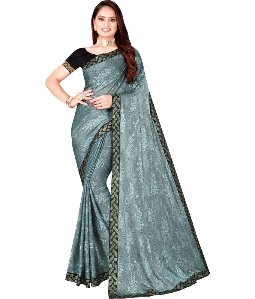     			Vkaran Net Cut Outs Saree With Blouse Piece - Grey ( Pack of 1 )