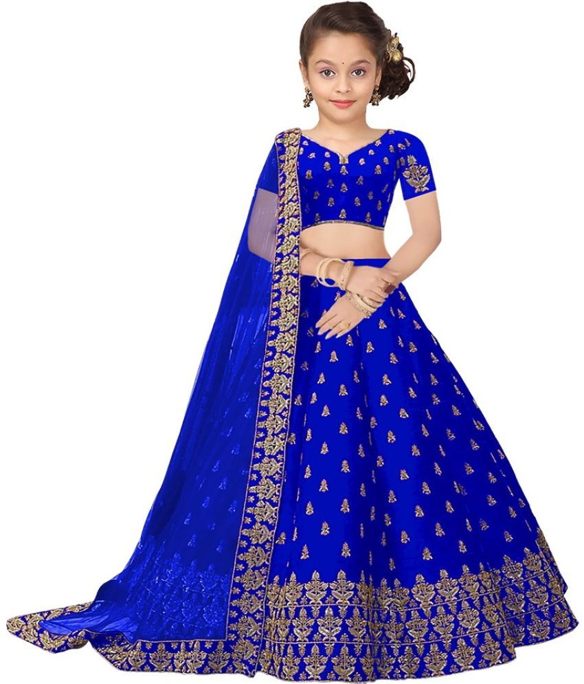     			kedar fab Light Blue Silk Girls Lehenga Choli Set ( Pack of 1 )