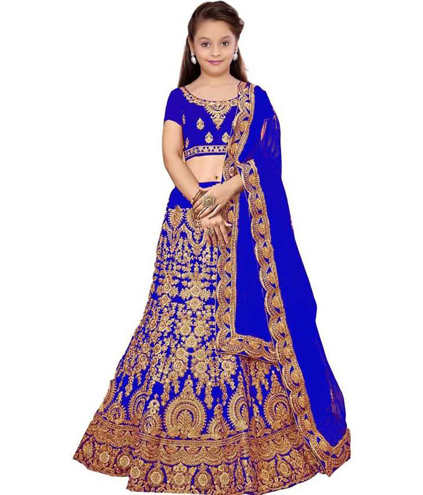     			kedar fab Light Blue Silk Girls Lehenga Choli Set ( Pack of 1 )