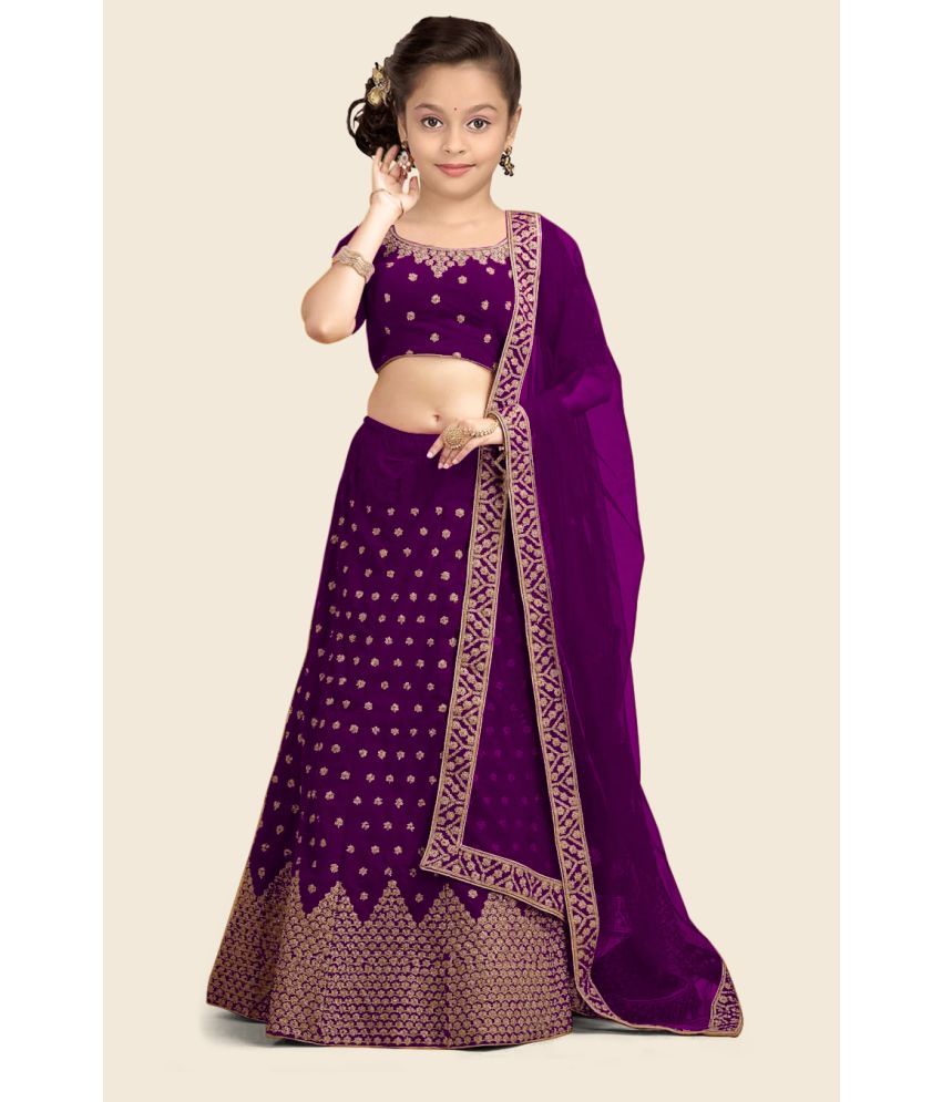     			kedar fab Silk Lehenga Choli Set For Girls ( Pack of 1 , Purple )