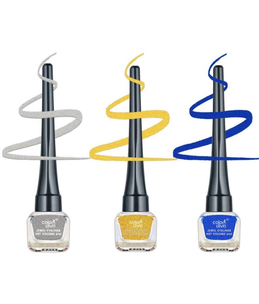     			COLOR DIVA Dramatic Color Eyeliner Blue, Gold, Silver 5.5ml | Quick Drying, Smudge Proof, Pack Of 3