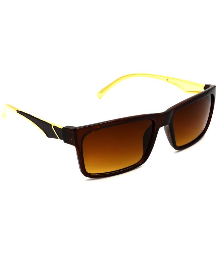     			Hrinkar Gold Rectangular Sunglasses ( Pack of 1 )