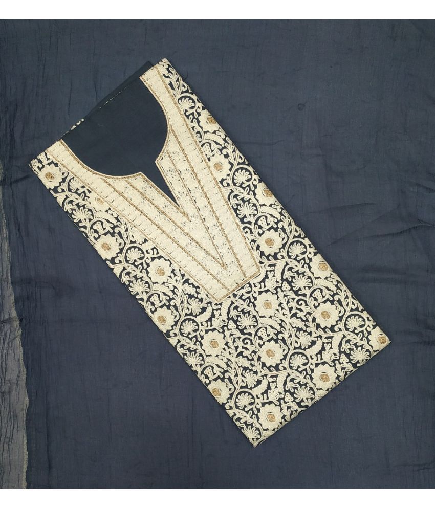     			KASHMIRI Unstitched Cotton Embroidered Dress Material - Dark Grey ( Pack of 1 )