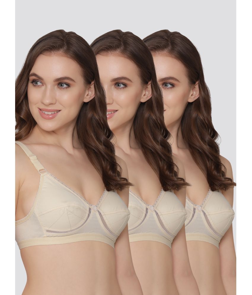     			Kalyani Pack of 3 Cotton Blend Non Padded Women's Everyday Bra ( Beige ) DIKSHA