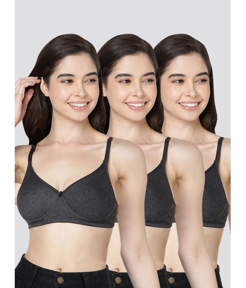     			Kalyani Pack of 3 Cotton Blend Lightly Padded Women's T-Shirt Bra ( Black ) EMILY