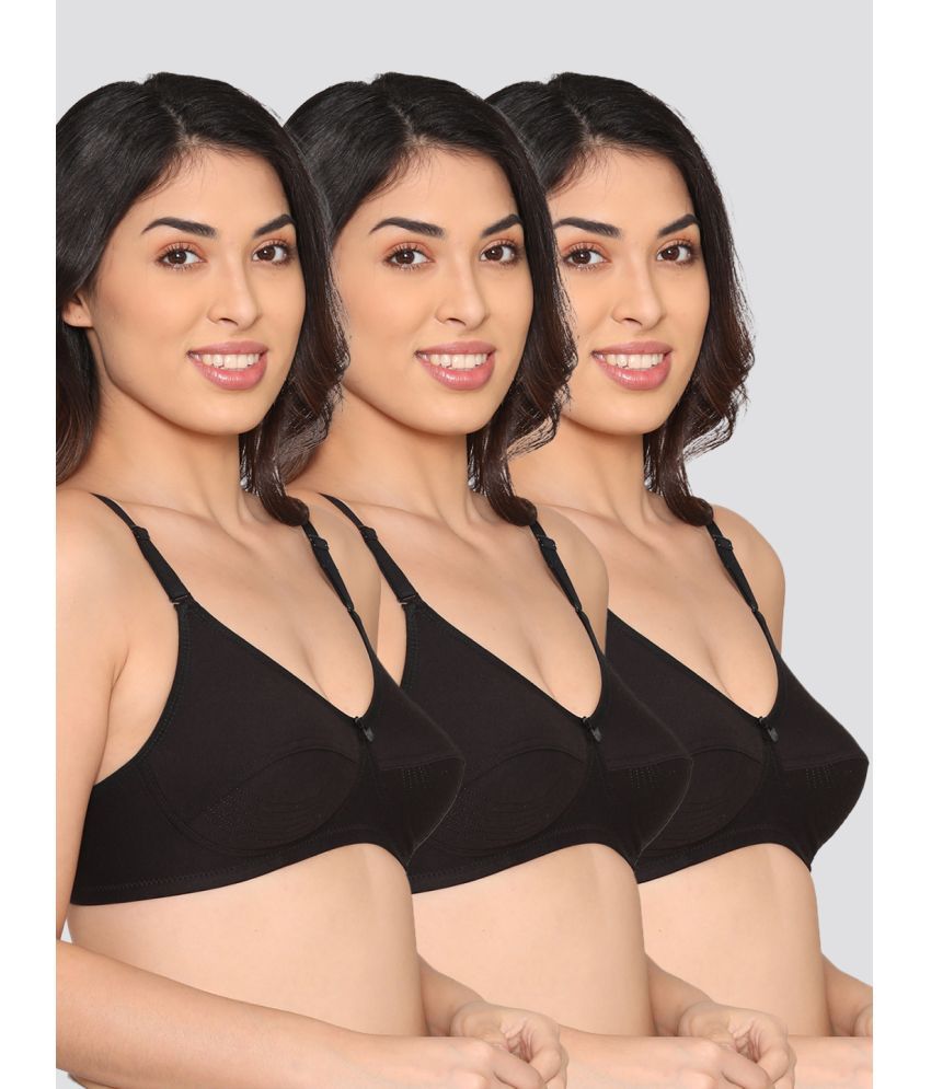     			Kalyani Pack of 3 Cotton Blend Non Padded Women's Everyday Bra ( Black ) PRANIKA