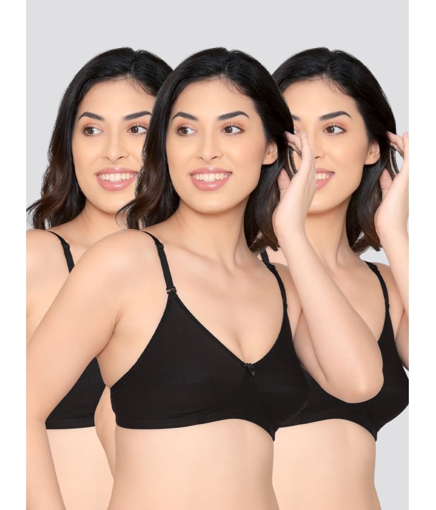     			Kalyani Pack of 3 Cotton Non Padded Women's Everyday Bra ( Black ) WAMIKA