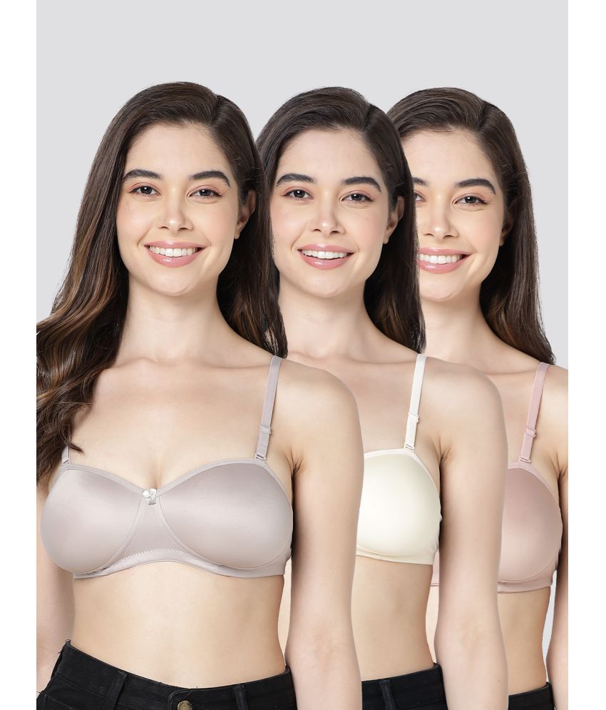     			Kalyani Pack of 3 Cotton Blend Lightly Padded Women's Balconette Bra ( Multicolor ) LESLIE