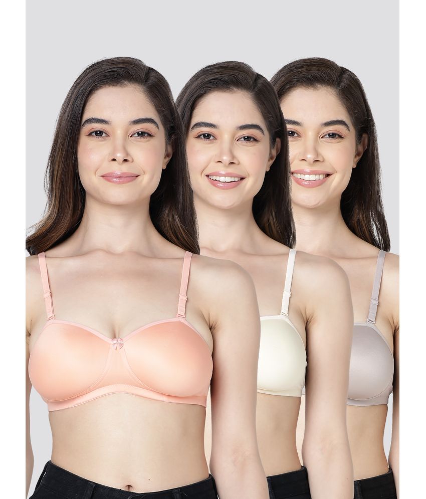     			Kalyani Pack of 3 Cotton Blend Lightly Padded Women's Balconette Bra ( Multicolor ) LESLIE