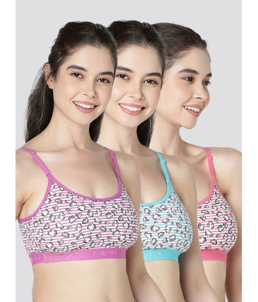     			Kalyani Pack of 3 Cotton Blend Non Padded Women's Teenage Bra ( Multicolor ) KB710004