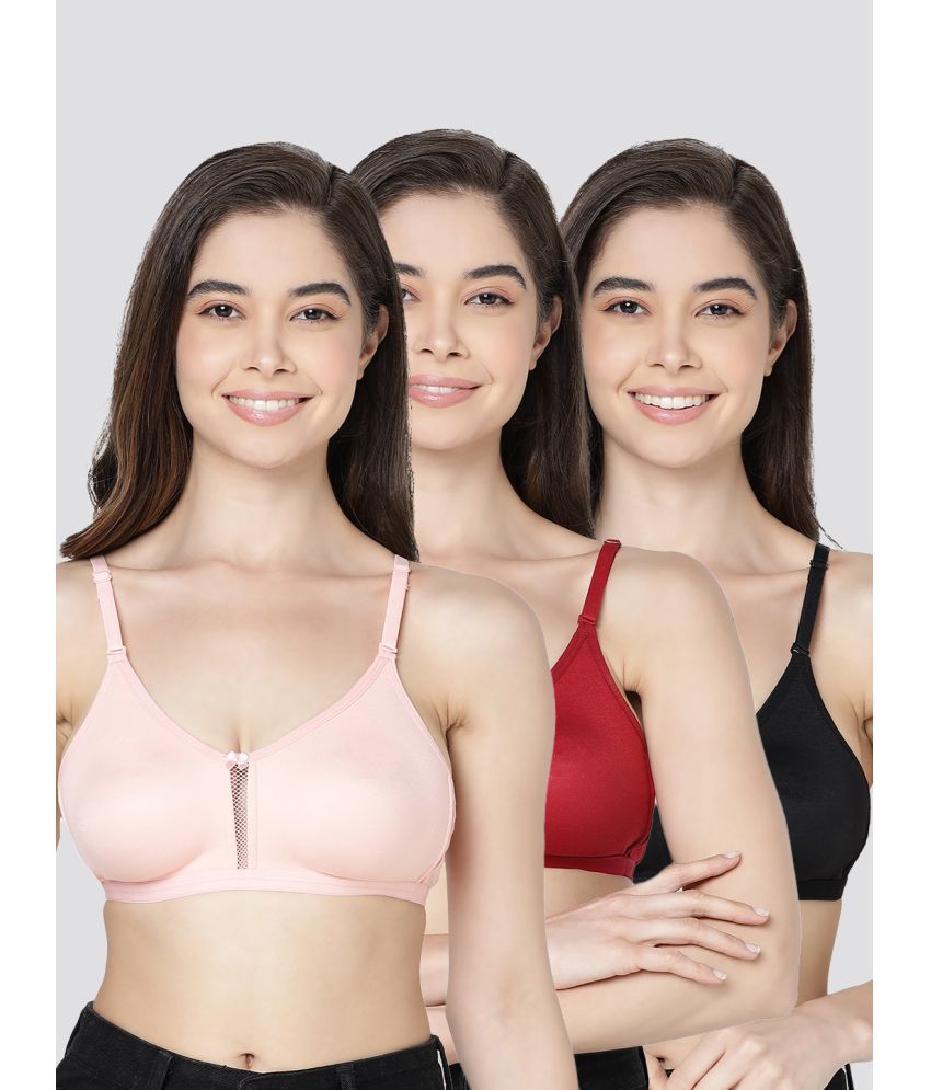     			Kalyani Pack of 3 Cotton Blend Non Padded Women's Plunge Bra ( Multicolor ) GLORIA