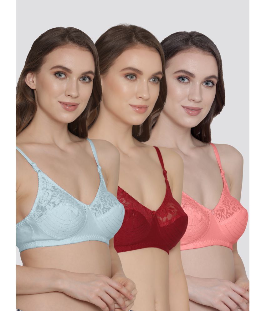     			Kalyani Pack of 3 Net Non Padded Women's Everyday Bra ( Multicolor ) DEEPALI