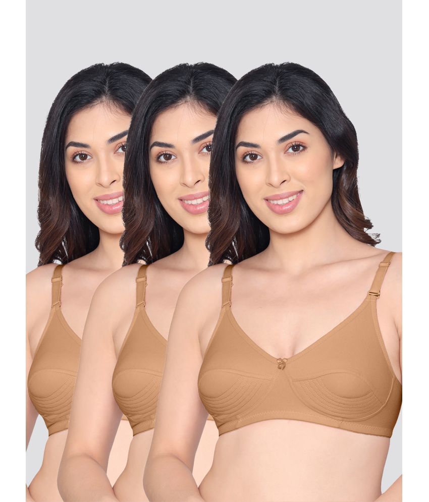     			Kalyani Pack of 3 Cotton Blend Non Padded Women's Everyday Bra ( Nude ) PRANIKA