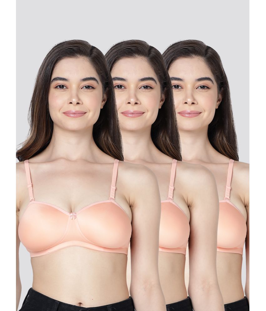     			Kalyani Pack of 3 Cotton Blend Lightly Padded Women's Balconette Bra ( Peach ) LESLIE