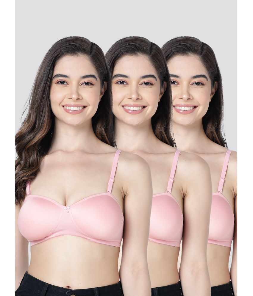     			Kalyani Pack of 3 Cotton Blend Lightly Padded Women's Balconette Bra ( Pink ) LESLIE