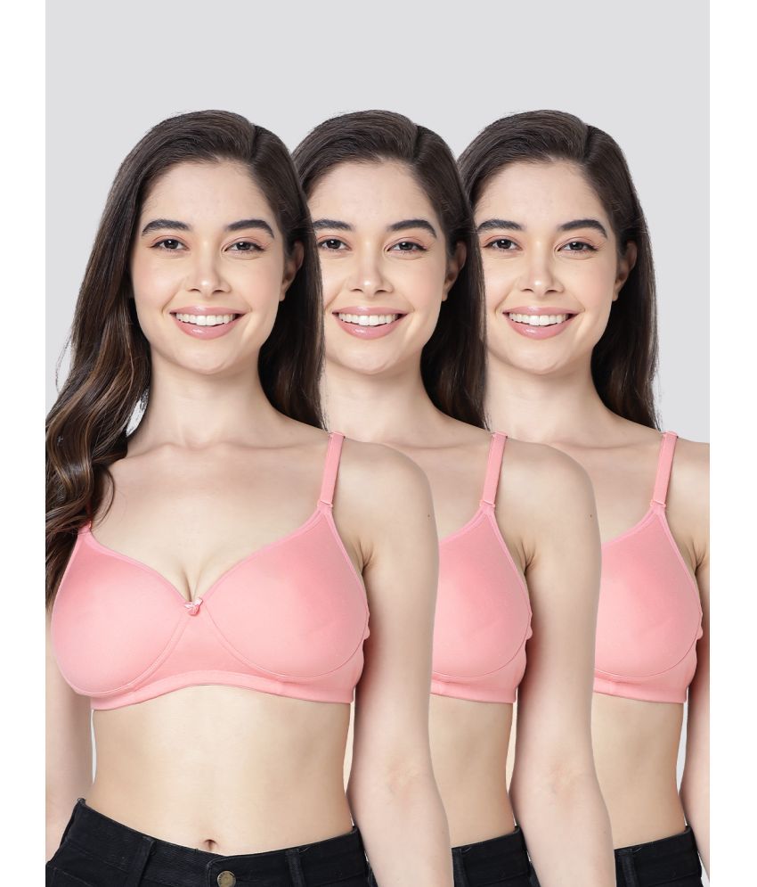     			Kalyani Pack of 3 Cotton Blend Lightly Padded Women's Everyday Bra ( Pink ) EMILY