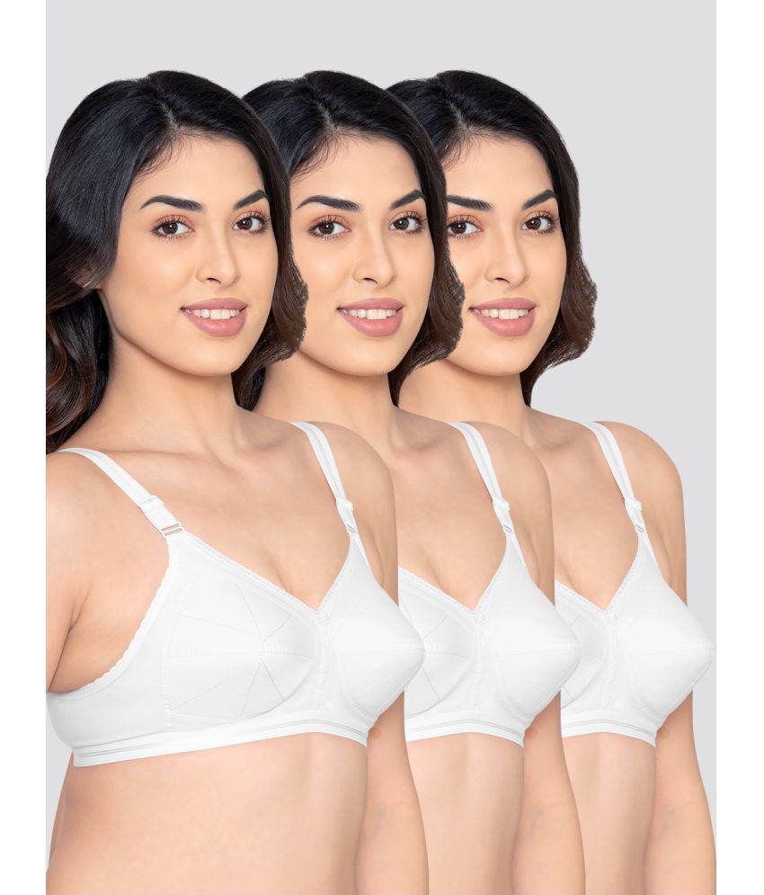     			Kalyani Pack of 3 Cotton Blend Non Padded Women's Everyday Bra ( White ) DAMINI