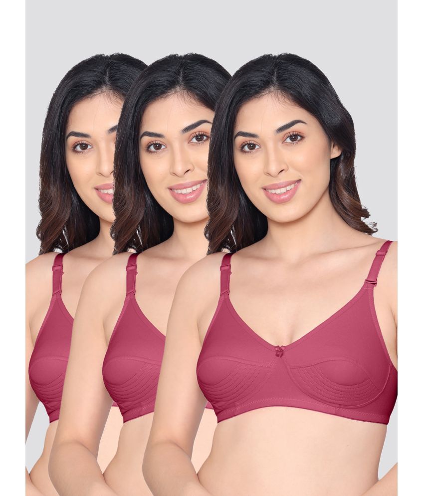     			Kalyani Pack of 3 Cotton Blend Non Padded Women's Everyday Bra ( Wine ) PRANIKA